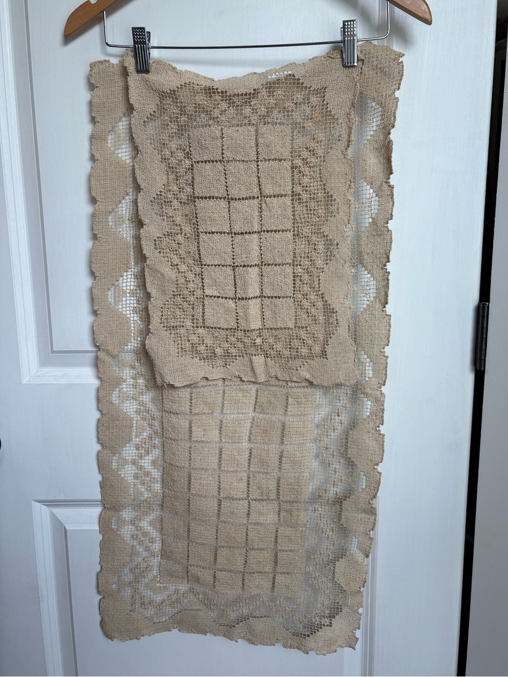 Handmade Beige Crochet Table Runner and Doily Set